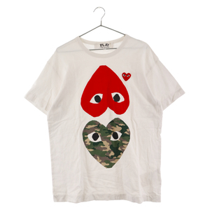 PLAY COMME des GARCONS プレイコムデギャルソン フロントハートロゴ クルーネック半袖Tシャツカットソー AZ-T248 ホワイト