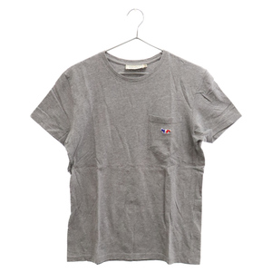 MAISON KITSUNE mezzo n лисица Logo вышивка короткий рукав футболка cut and sewn SS16U704 серый 