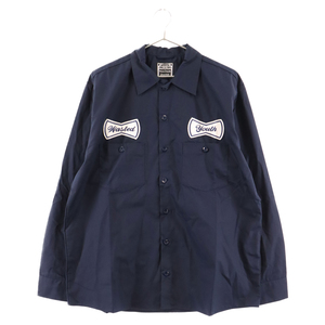 WASTED YOUTH ウェイステッドユース WORK SHIRT ロゴワッペン付き ワーク長袖シャツ ネイビー WY25SH002