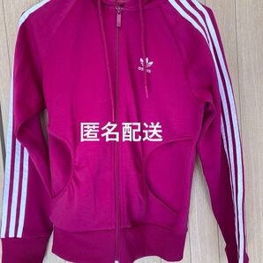 スウェットパーカー　adidas Mサイズ相当　えんじ色