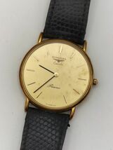 J75 1円～ 不動品 ロンジン LONGINES プレザンス PRESENCE クオーツ Quartz 腕時計 ゴールド文字盤 ステンレス メンズ 社外革ベルト_画像1