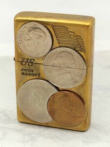 J50 1円～ 火打ちのみ確認済み 中古品 オイルライター COLACO Prossimo US coin assort ゴールドカラー 喫煙具 喫煙グッズ コレクション