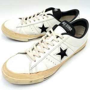 希少サイズ US9.5日本製★CONVERSE★約28.0cmワンスター本革レザースニーカー本皮コンバースオールスター白黒ONESTARALLSTARV-3廃番 SZS7