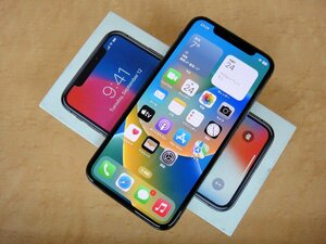 61455KT iPhoneX 256GB au 判定〇 MQC12J/A A1902 スペースグレイ バッテリー77％ SIMロックあり