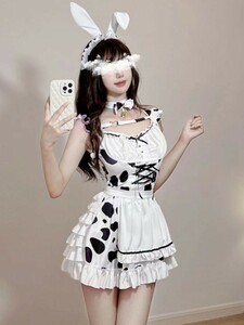  cow pattern bunny girl meido made clothes sexy cosplay costume play clothes 