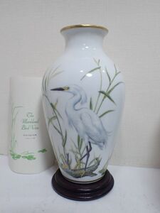 豊F784/1J自〇【美品】FRANKLIN PORCELAIN フランクリン ポーセリン 鷺 花瓶 陶器 陶磁器 花器〇