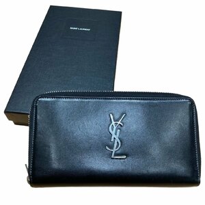 SAINT LAURENT サンローラン イブサンローラン 長財布 ラウンドジップ レザー YSL ブラック