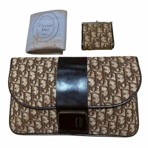 Dior ディオール オールド クラッチバッグ ガマ口コインケース財布 2点セット トロッター柄 ヴィンテージ