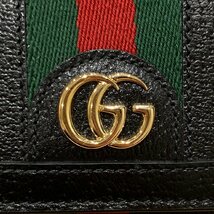 新品 GUCCI グッチ シェリーライン オフィディア ウェブ ストライプ GG金具 レザー ブラック 二つ折り財布 719887DJ2DG_画像5