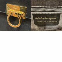 1円 Salvatore Ferragamo フェラガモ 美品 Salvatore Ferragamo AF-21 0290 ガンチーニ レザー 2WAYバッグ フォーマル GD金具 ブラック_画像10