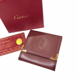 【美品】CARTIER カルティエ マストライン レザー コインケース ボルドー