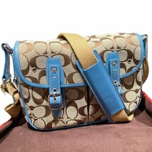 COACH コーチ シグネチャー キャンバス×レザー クロスボディ ショルダーバッグ_画像1