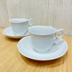 ★ Meissen マイセン デミタス カップ&ソーサー 波の戯れ ペア ホワイト 食器