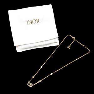 １円 現行品 Dior ディオール CLAIR D LUNE ネックレス CDロゴ ラインストーン パール ゴールドカラー