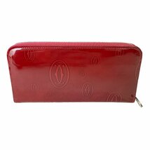 １円 CARTIER カルティエ ハッピーバスデー ラウンドファスナー長財布 パテント ボルドー 長財布_画像3