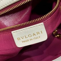 BVLGARI ブルガリ ブルガリ ブルガリ チェーントートバッグ ソフトレザー ゴールド金具 アイボリー_画像7