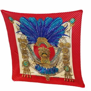 エルメス プリーツスカーフ メキシコ 仏像 シルク 赤系