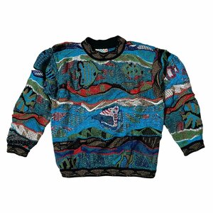 COOGI クージー ニット クルーネック 魚柄 マルチカラー コットン レディース