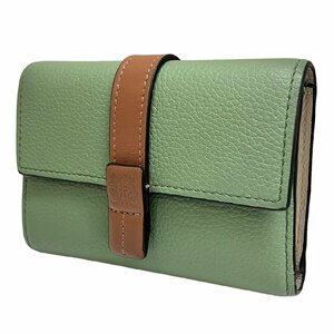 LOEWE ロエベ トライフォールド バーティカルウォレット スモール 三つ折り財布 カーフ ローズマリー/タン C660S86X01