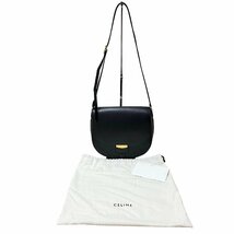 １円 CELINE セリーヌ 美品 トロッター ショルダーバッグ カーフレザー ブラック_画像1