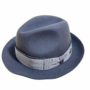 Borsalino ボルサリーノ 中折れハット リボン飾り 59 グレー系