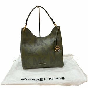 Michael Kors マイケルコース トートバッグ MK柄 パンチング レザー グリーン系 ハンドバッグ