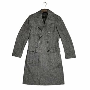 美品 LARDINI ラルディーニ チェスターコート ダブルブレスト ハンガー付き 肩パット入り ウール グレー系 メンズ 44サイズ アウター