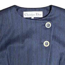 Dior ディオール クリスチャンディオール ノーカラー ジャケット ２点 肩パット ウール ネイビー系 赤系 レディース サイズ7 S アウター_画像5