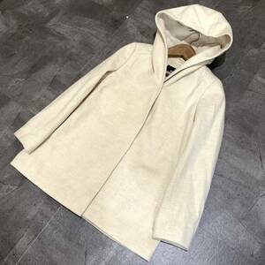 Q V refined design!! ' comfortable eminent ' la.f...laef herringbone hood snap-button coat size:2S outer woman clothes 