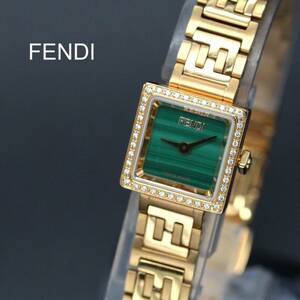 [ справка обычная цена :335,500 иен ][ прекрасный товар ] Fendi mala кайт dial женские наручные часы зеленый золотой коробка письменная гарантия A03099