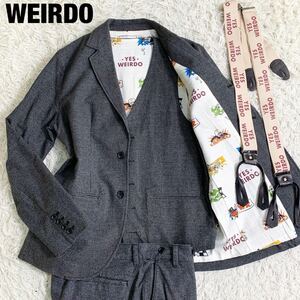 美品 WEIRDO 17AW BICYCLE PLATES 3ピース ジャケット リバーシブルベスト パンツ サスペンダー ギンガムチェック ウィアード M〜L相当