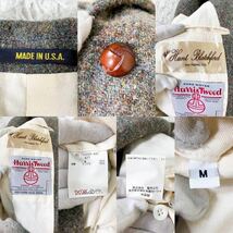 美品 Harris Tweed ミックスツイード 胡桃ボタン 3ピース セットアップ ジャケット ジレ ベスト スラックス HUNT BLATCHFORD メンズM_画像9