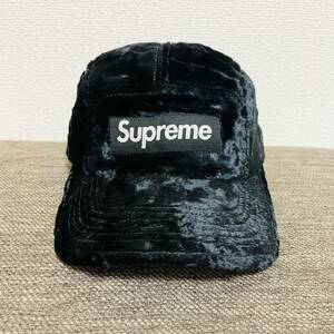 新品 Supreme Crushed Velvet Camp Cap Black Free 22ss 2022年 黒 クラッシュド ベルベット キャンプ キャップ ボックスロゴ 新品未使用