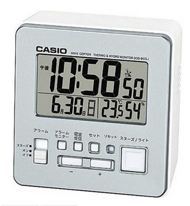  新品◇CASIO カシオ デジタル電波置時計　DQD-805J-8JF　温湿度計付　シルバー　