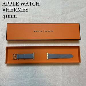 極美品 HERMES Apple Watch アップルウォッチ レザー ブルーラン