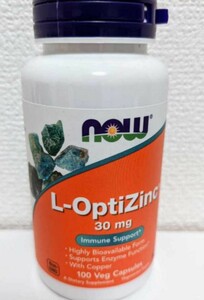 送料無料　新品未開封　NOW　L-OptiZinc高吸収タイプナウフーズ製　亜鉛　一粒30ｍｇ 　100錠