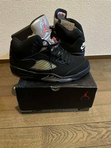  NIKE AIR JORDAN5 RETRO OG NIKEロゴ 1回着用 カラー　黒銀赤 サイズ　28.5cm US10.5