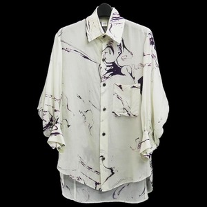 Y’s 「Yohji Yamamoto」 2020ss キュプラ、テンセル 墨流しマーブル ブラウス　20ss ワイズ シャツ 総柄