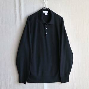 【ブラック】イタリア製 90s Vintage ニット ポロシャツ / L ウール ハイゲージ ユーロ ビンテージ K3-12072-9423