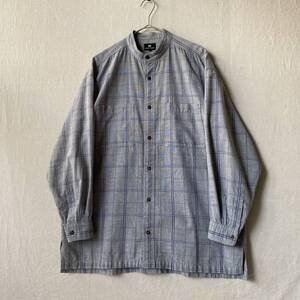 80s im ISSEY MIYAKE バンドカラー シャツ / 実寸L コットン チェック ブルー ボックス ビンテージ 90s T4-01029-1840