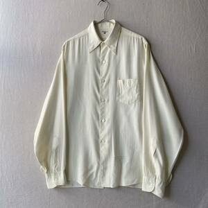 40s Van Heusen シルク シャツ / 15 イエロー マチ ドレス ビンテージ USA 50s 60s T4-01071-1429