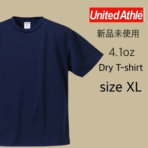 新品未使用 ユナイテッドアスレ 4.1oz ドライアスレチック Tシャツ ネイビー 紺 XLサイズ United Athle 590001