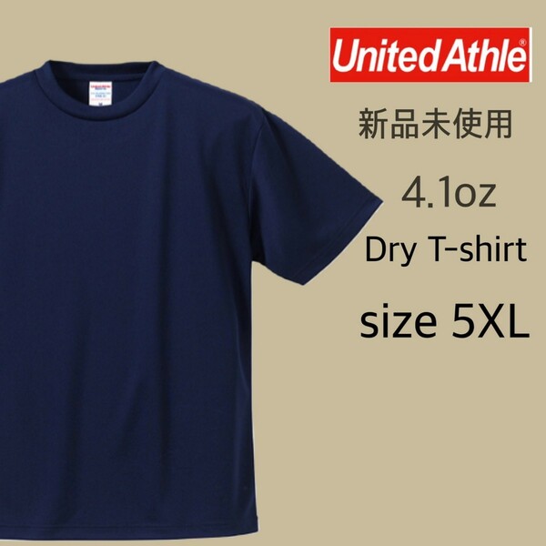 新品未使用 ユナイテッドアスレ 4.1oz ドライアスレチック Tシャツ ネイビー 紺 4XLサイズ United Athle 590001