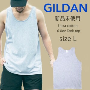  new goods unused giru Dan Ultra cotton 6oz plain tank top gray L size GILDAN 2200