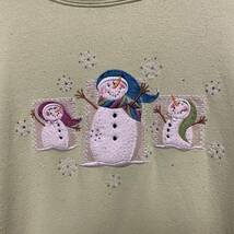 アメリカ古着　雪だるま　トレーナー　スウェット　刺繍　3XL ビッグサイズ　ゆるふわ　レトロ　レディース　【R69】_画像6