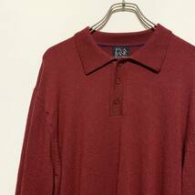 アメリカ古着　襟付き　ニット　セーター　ウール　ポロシャツ　XXLサイズ　ビッグサイズ　レッド　【P728】_画像3