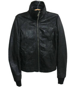 ◇状態良好 RICK OWENS リックオウエンス RU6761 INTARSIA LEATHER JACKET インターシャ ラムレザー ジャケット XS