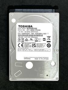 【送料無料】 ★ 2TB ★　TOSHIBA / MQ04ABD200　【使用時間：6 ｈ】 2022年製　新品同様　2.5インチ内蔵HDD　9.5mm厚/SATA/5400rpm 東芝　