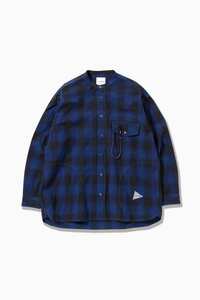 22SS★and wander【アンドワンダー】dry check shirt シャツ BLUE 5★ジャケット パンツ comoli オーラリー nonnative ノンネイティブ 2 3