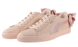  Puma basket bow 22.5cm pink BASKET BOW WNS ribbon lady's sneakers 